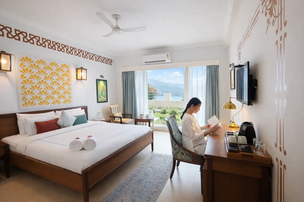 Deluxe Ganga View Room at Yog Niketan in Rishikesh India