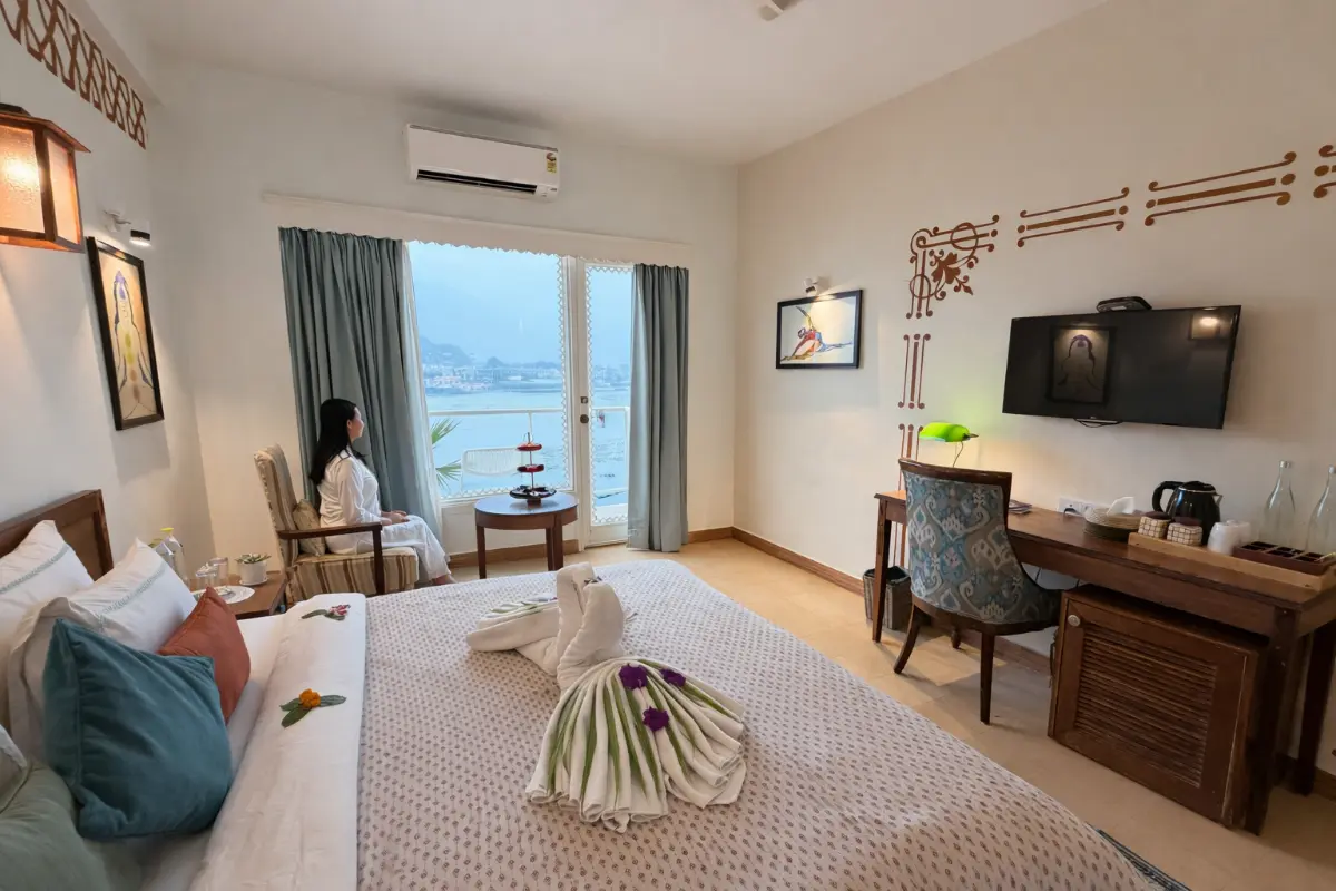 Premium Ganga View Room at Yog Niketan in Rishikesh India