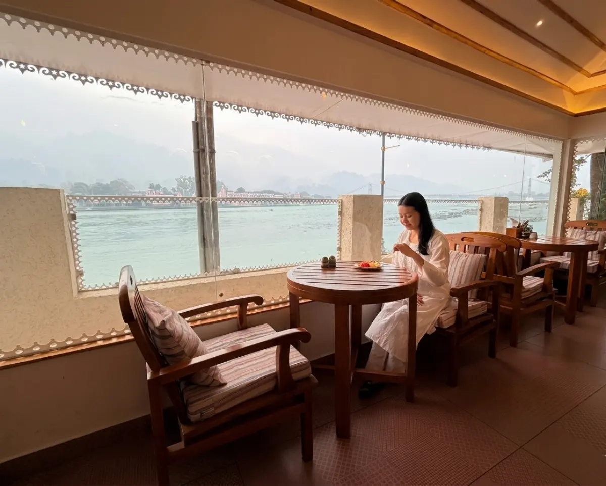 Dining at Yog Niketan by Sanskriti Ramjhula Rishikesh India